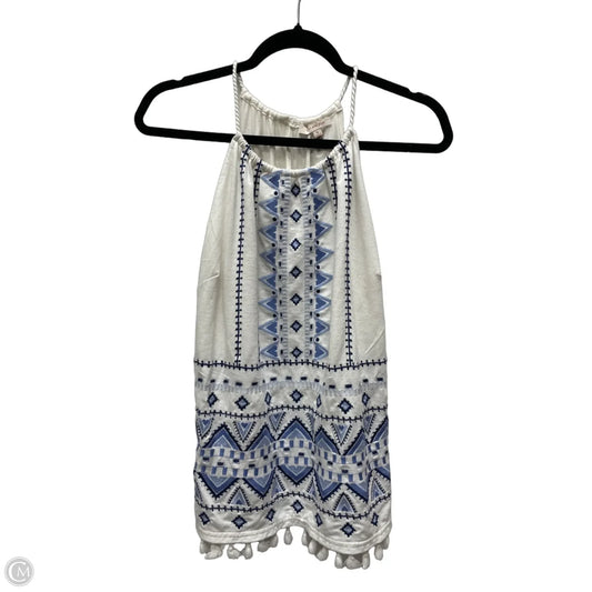Top Sleeveless By Skies Are Blue In Blue & Cream, Size: Xl