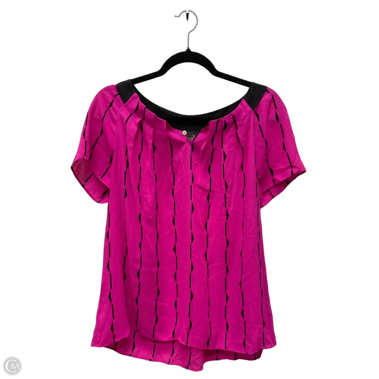 Top Short Sleeve By Worthington In Black & Purple, Size: L