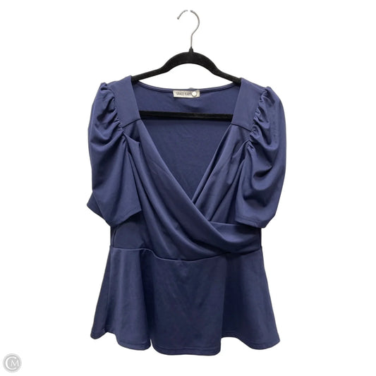 Top Short Sleeve By Grace Karin In Blue, Size: L