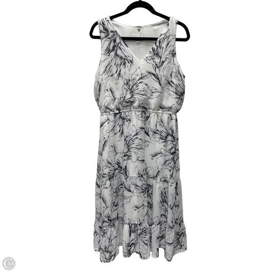 Dress Casual Maxi By Signature By Robbie Bee In Blue & White, Size: L