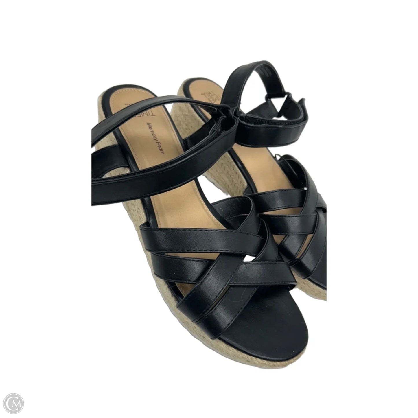 Sandals Heels Platform By Time And Tru In Black & Tan, Size: 10
