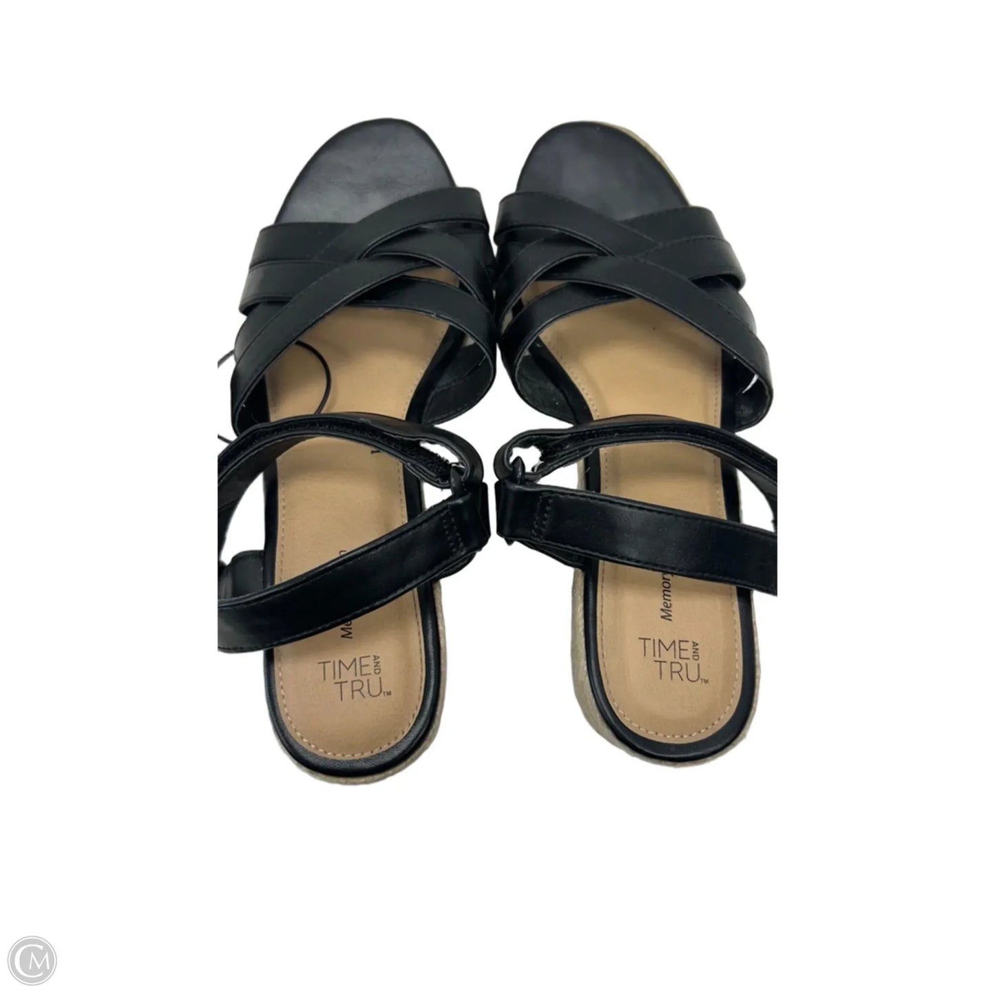 Sandals Heels Platform By Time And Tru In Black & Tan, Size: 10