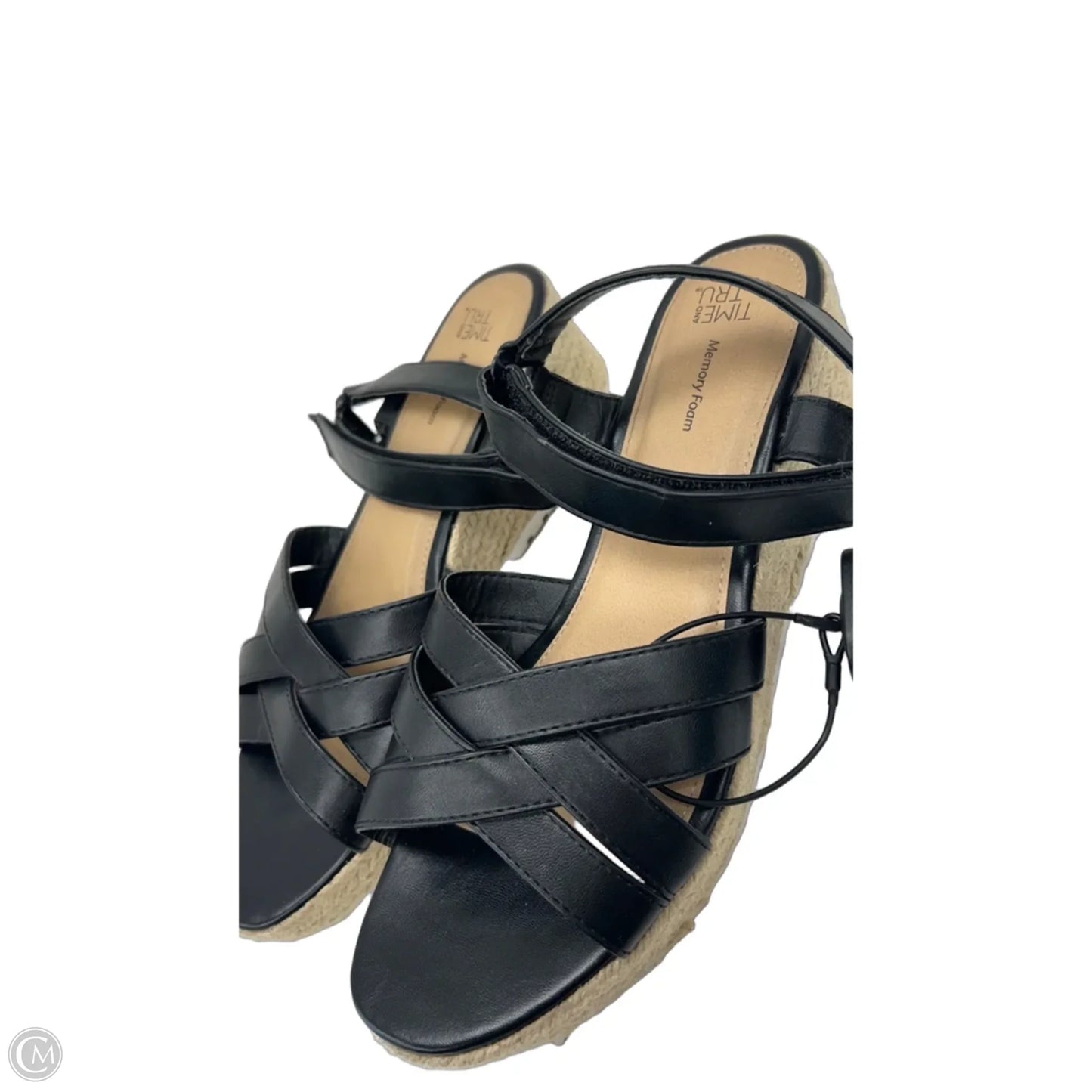 Sandals Heels Platform By Time And Tru In Black & Tan, Size: 10