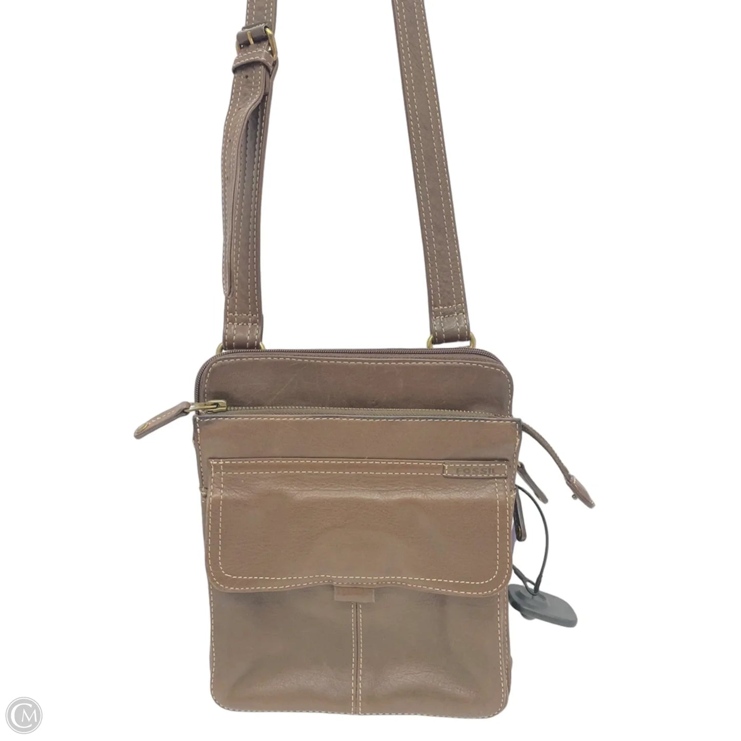 Crossbody Leather By Fossil, Size: Medium
