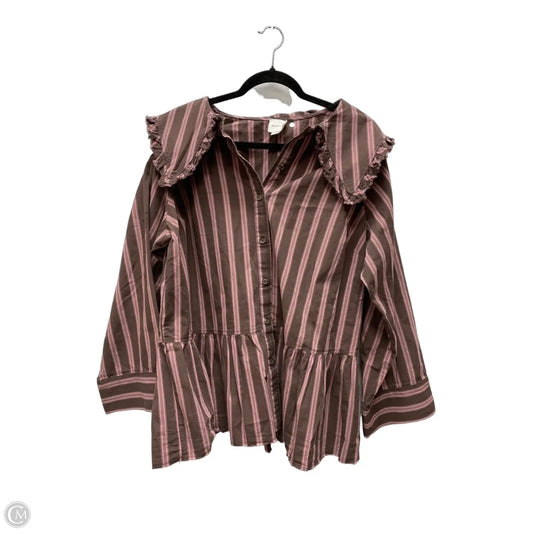 Blouse Long Sleeve By Maeve In Striped Pattern, Size: 1x