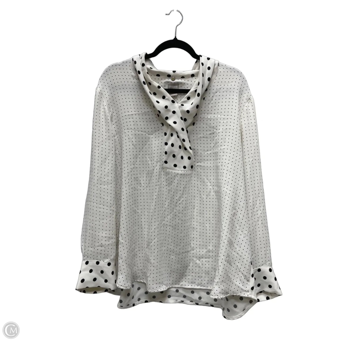 Blouse Long Sleeve By Chicos In Polkadot Pattern, Size: 1x