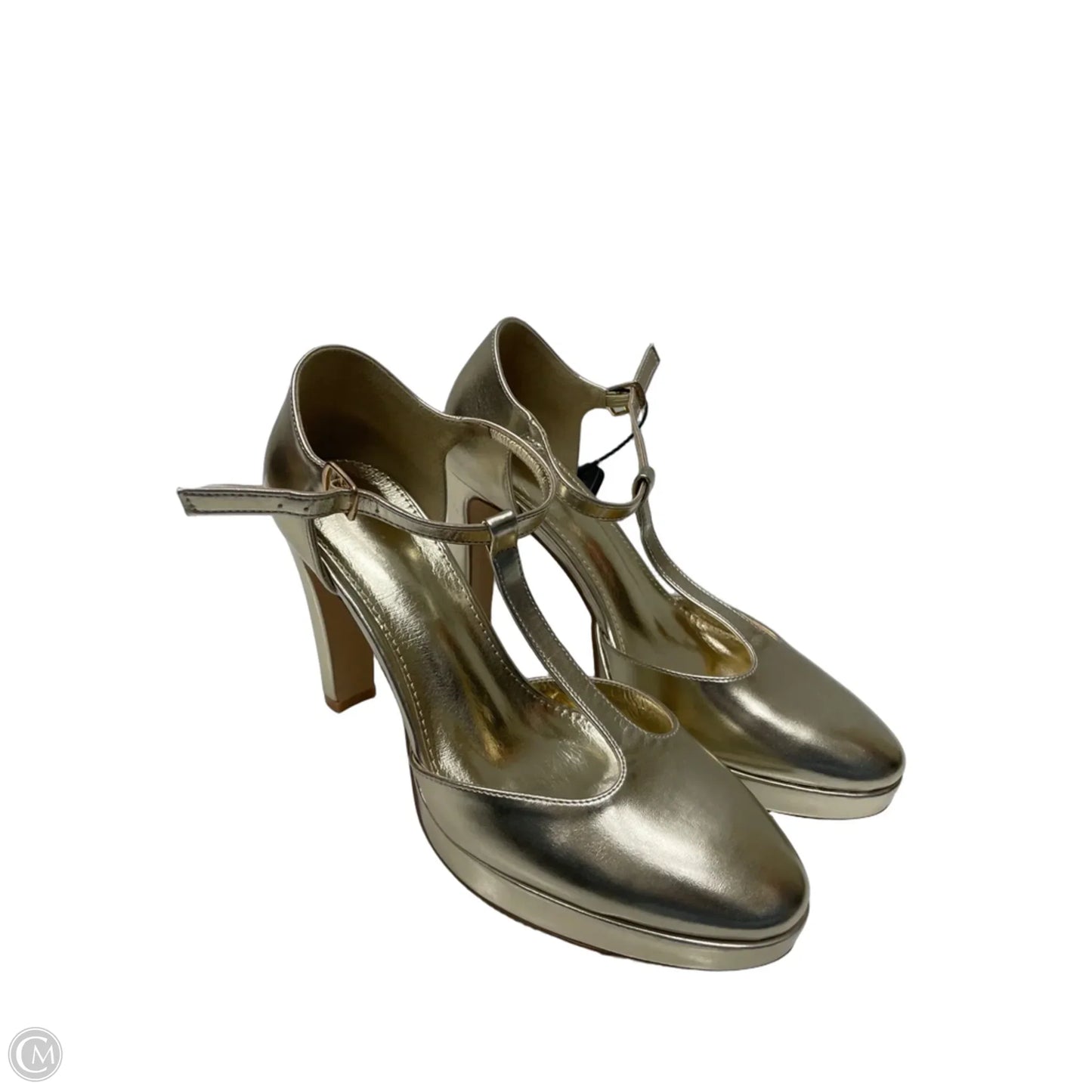 Shoes Heels Block By Clothes Mentor In Gold, Size: 9.5