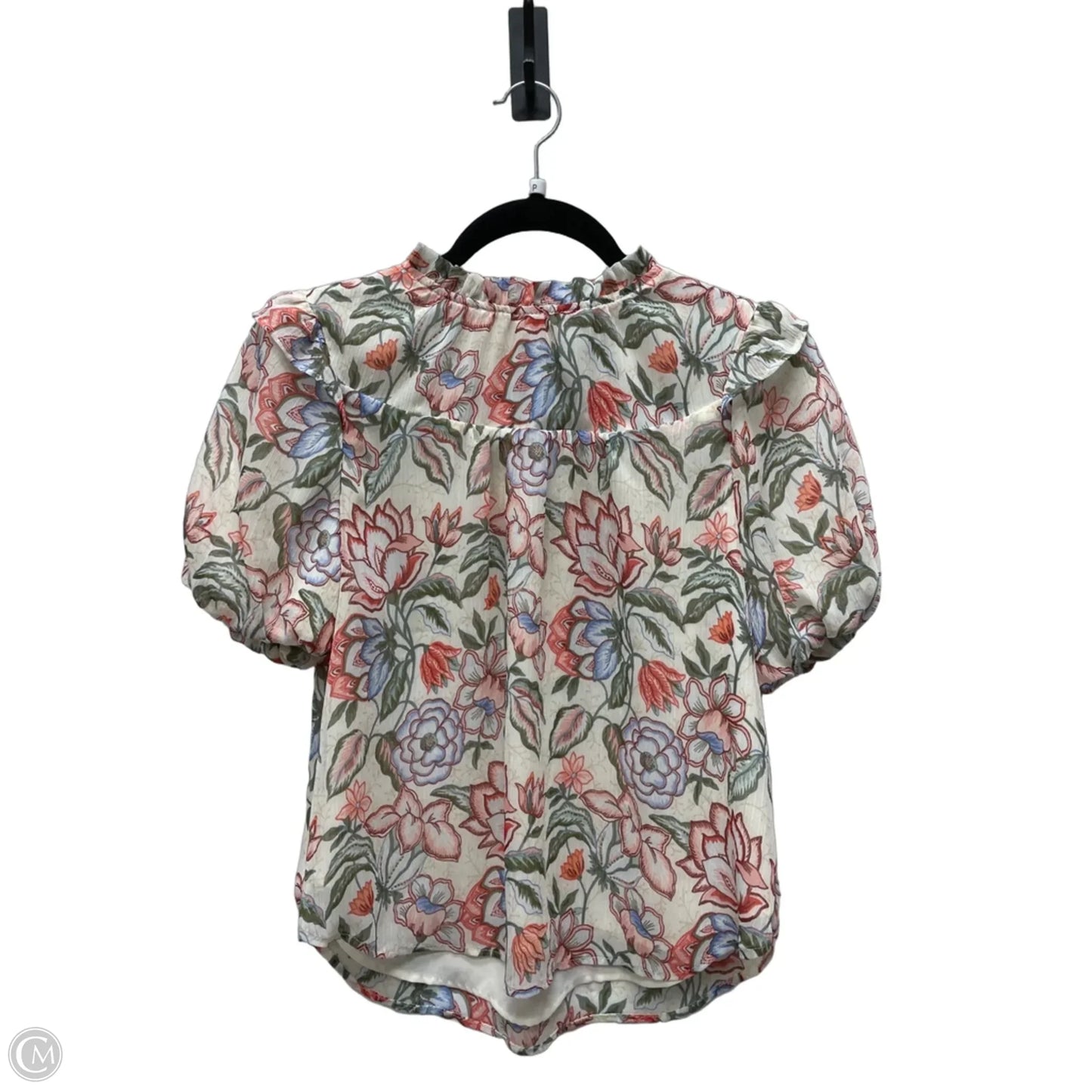 Blouse Short Sleeve By Loft In Floral Print, Size: Xs