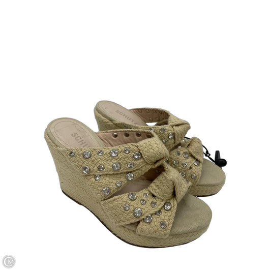Sandals Heels Wedge By Schutz In Silver & Tan, Size: 6