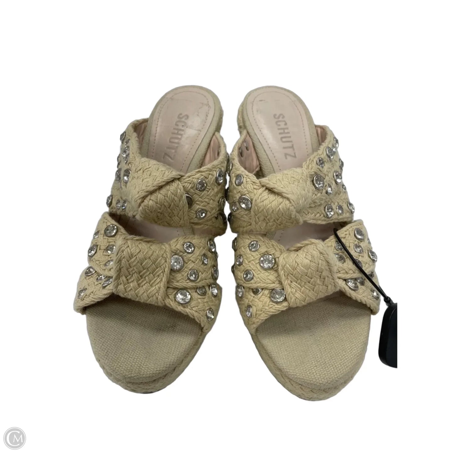 Sandals Heels Wedge By Schutz In Silver & Tan, Size: 6