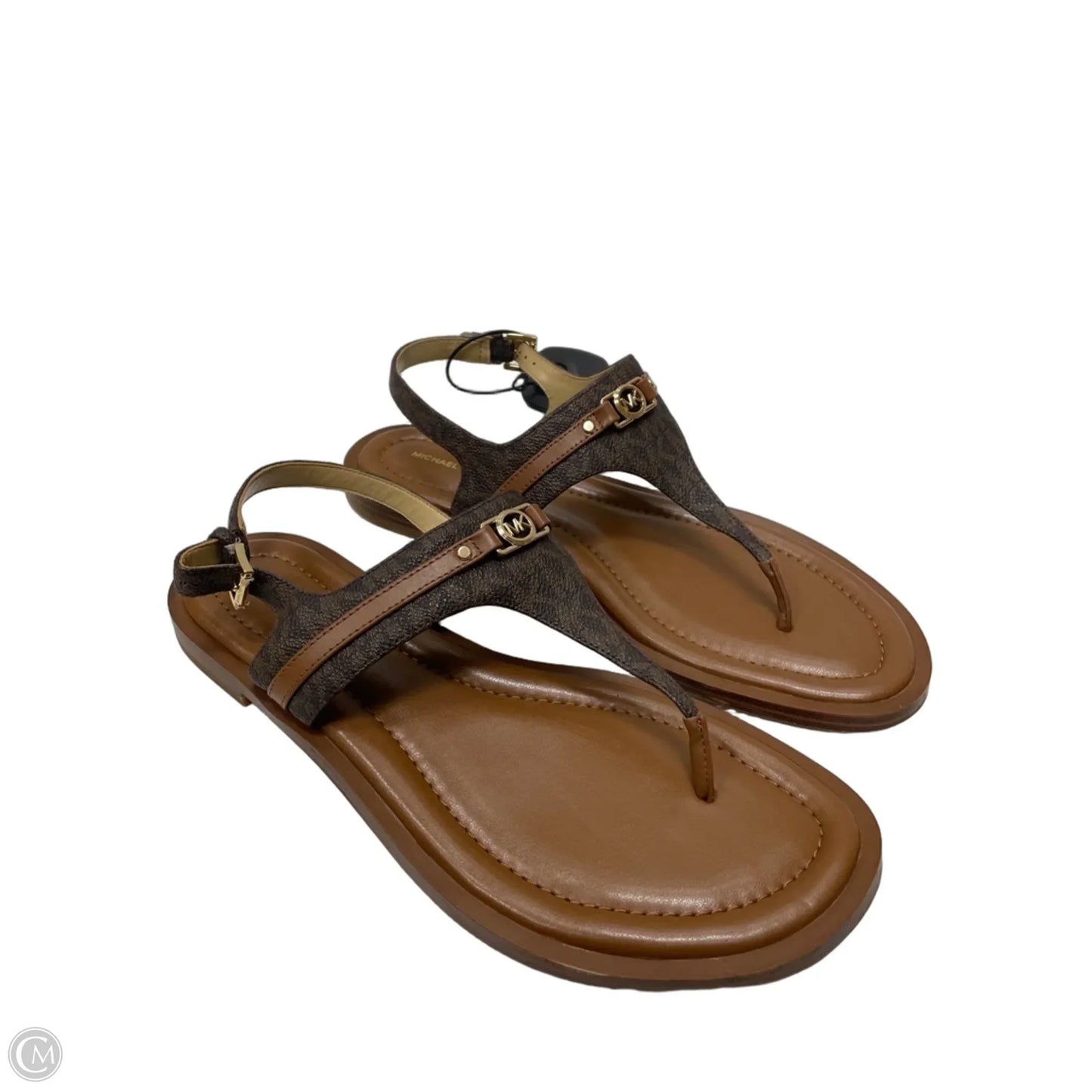 Sandals Designer By Michael Kors In Brown & Gold, Size: 9.5