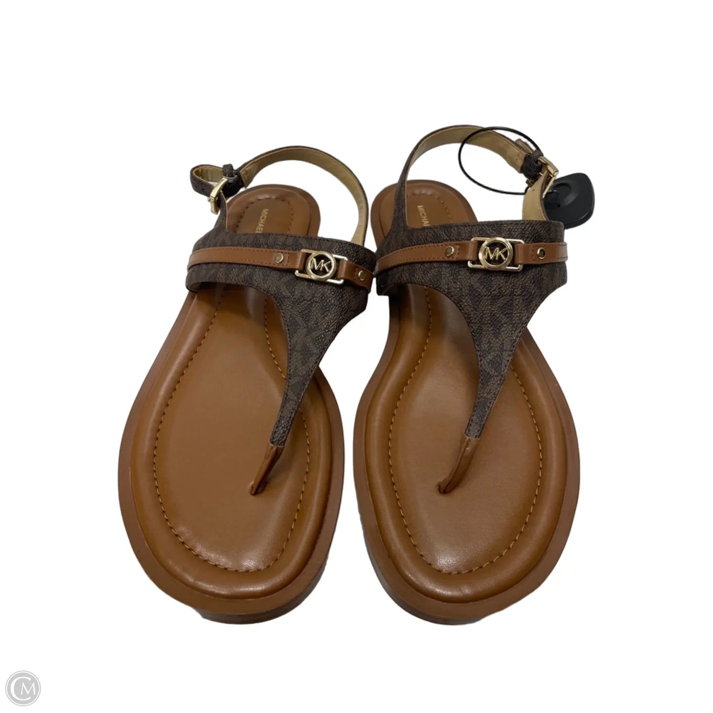 Sandals Designer By Michael Kors In Brown & Gold, Size: 9.5