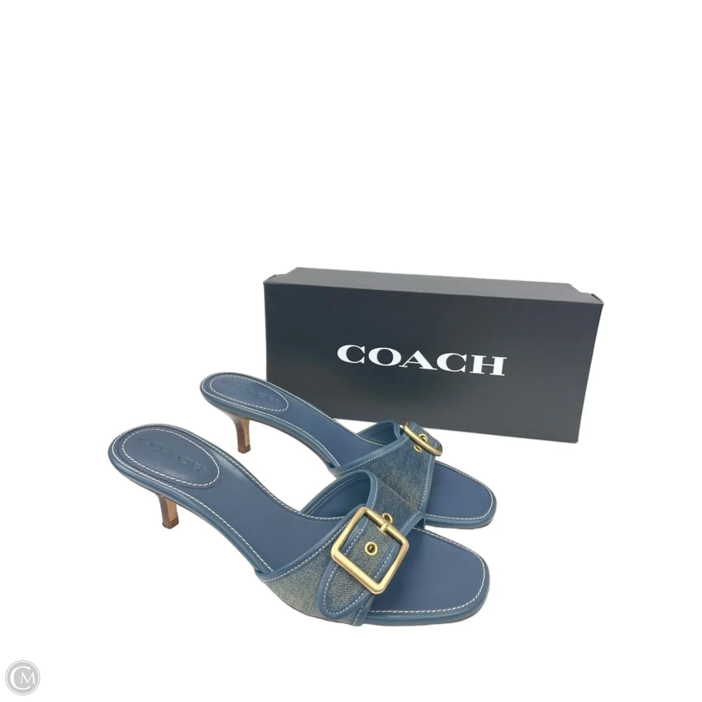 Sandals Designer By Coach In Blue Denim, Size: 9.5