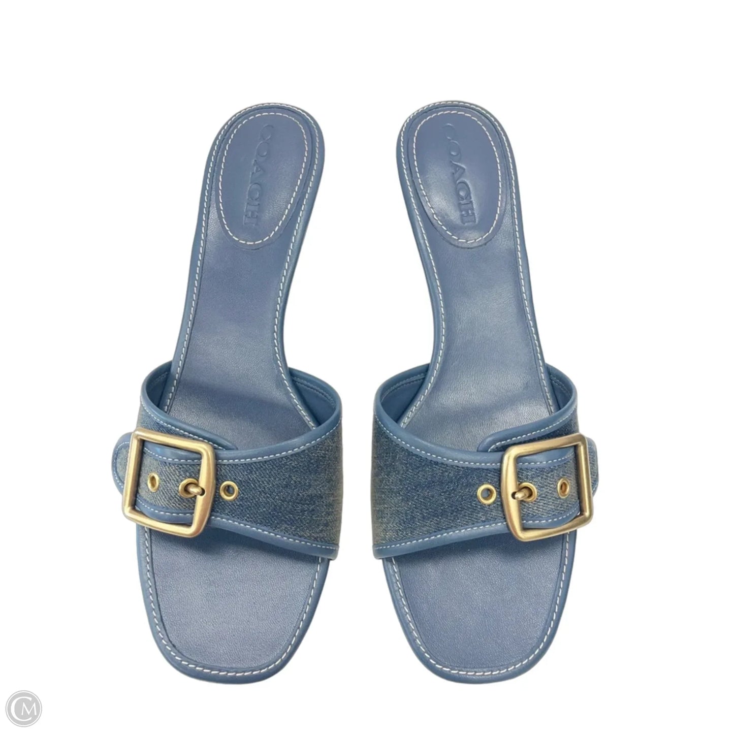 Sandals Designer By Coach In Blue Denim, Size: 9.5