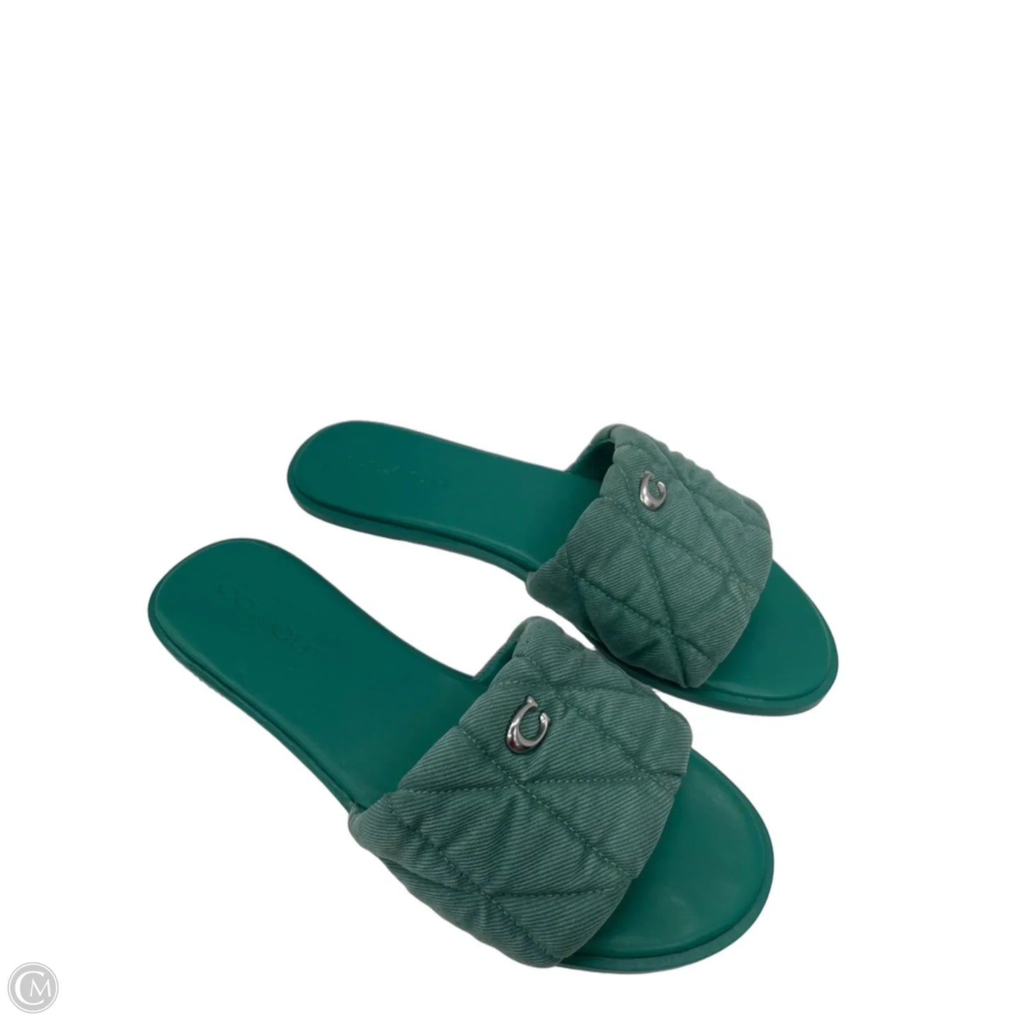 Sandals Designer By Coach In Green Denim, Size: 9.5