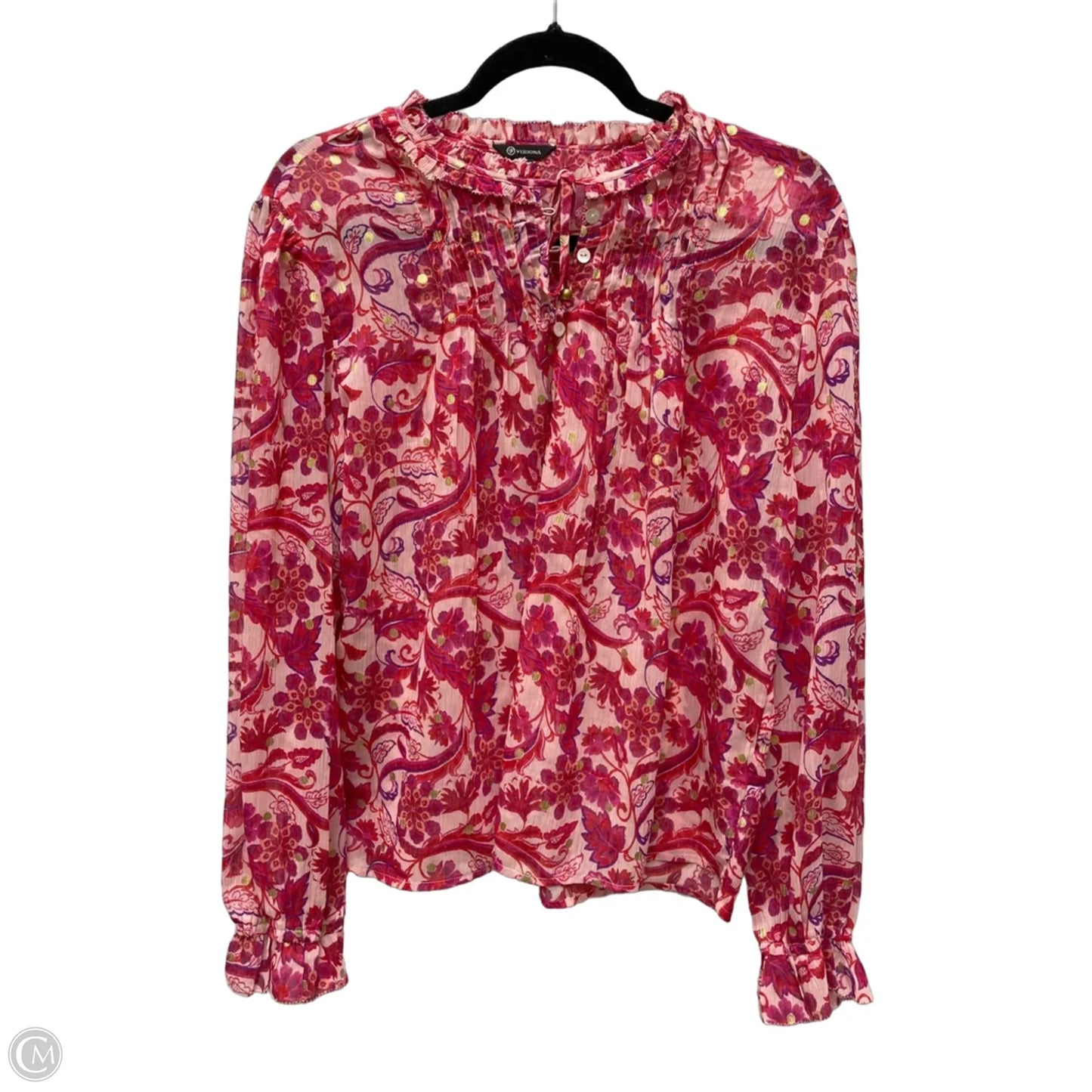 Blouse Long Sleeve By Versona In Floral Print, Size: L