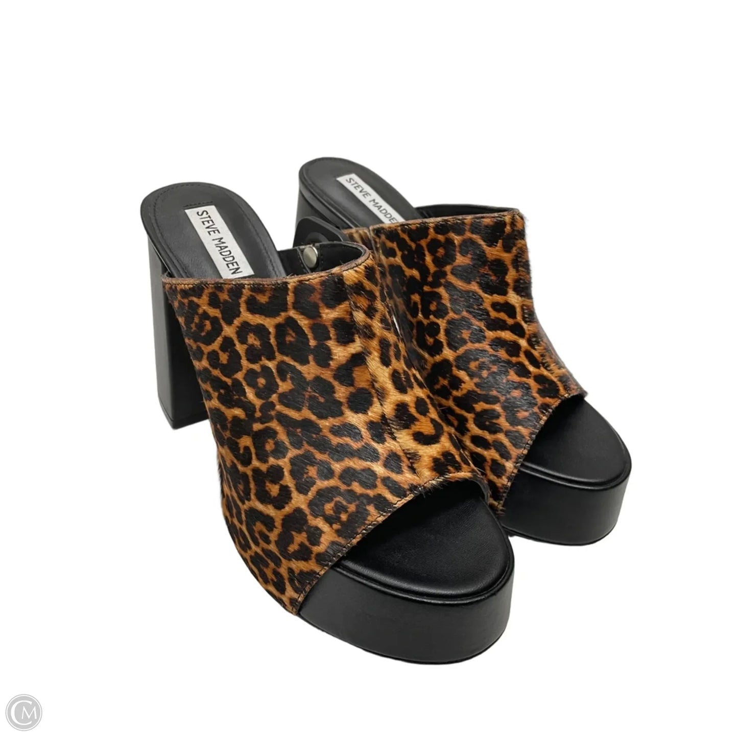 Sandals Heels Block By Steve Madden In Animal Print, Size: 10