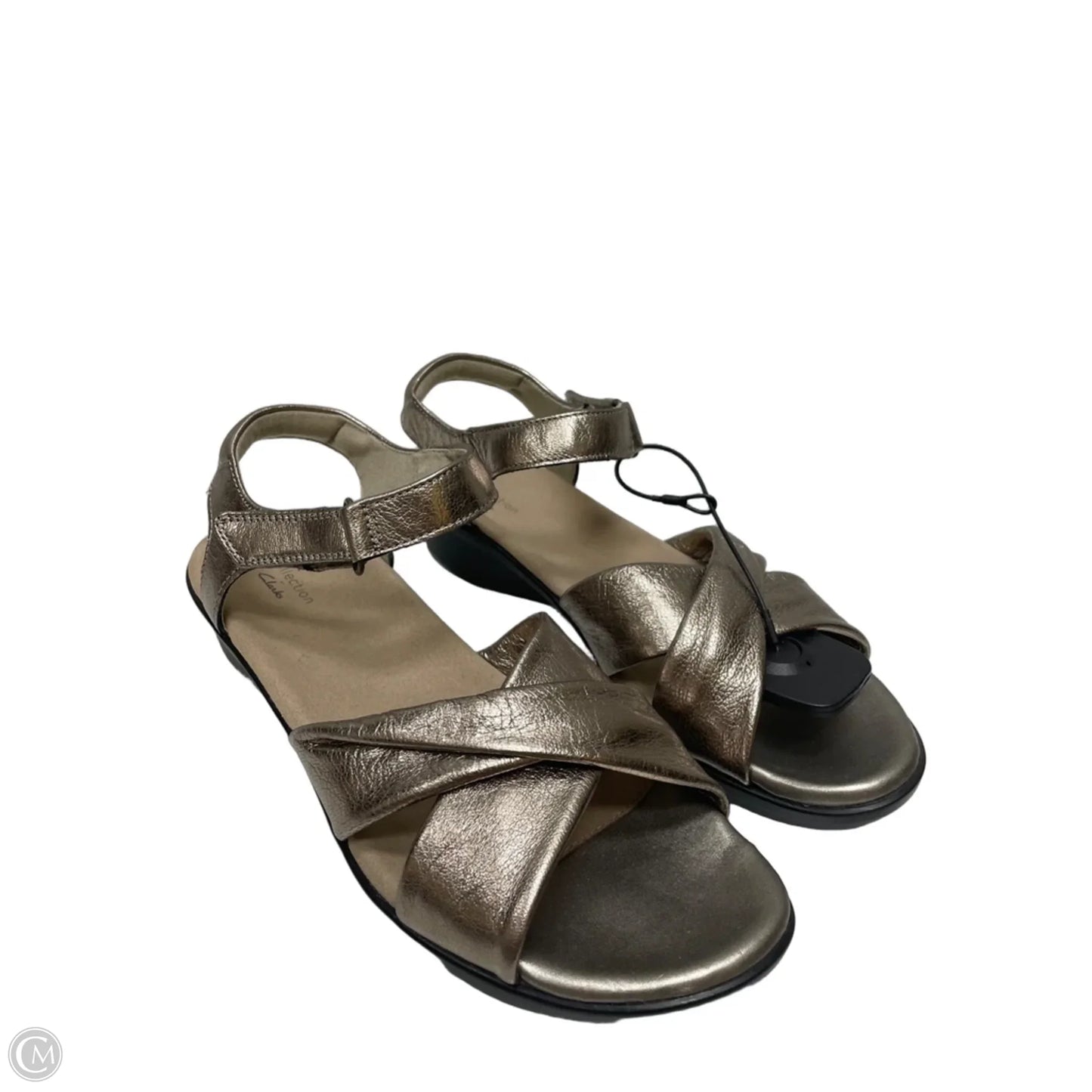 Sandals Heels Wedge By Clarks In Gold, Size: 9.5