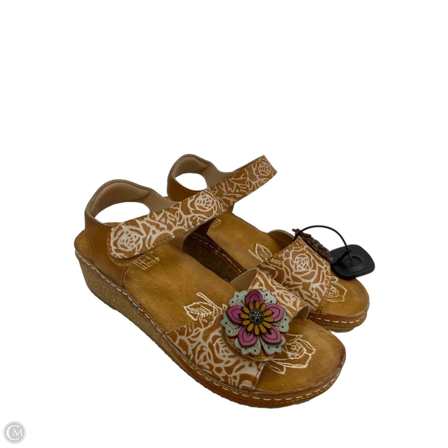 Sandals Heels Wedge By Spring Step In Floral Print, Size: 8.5