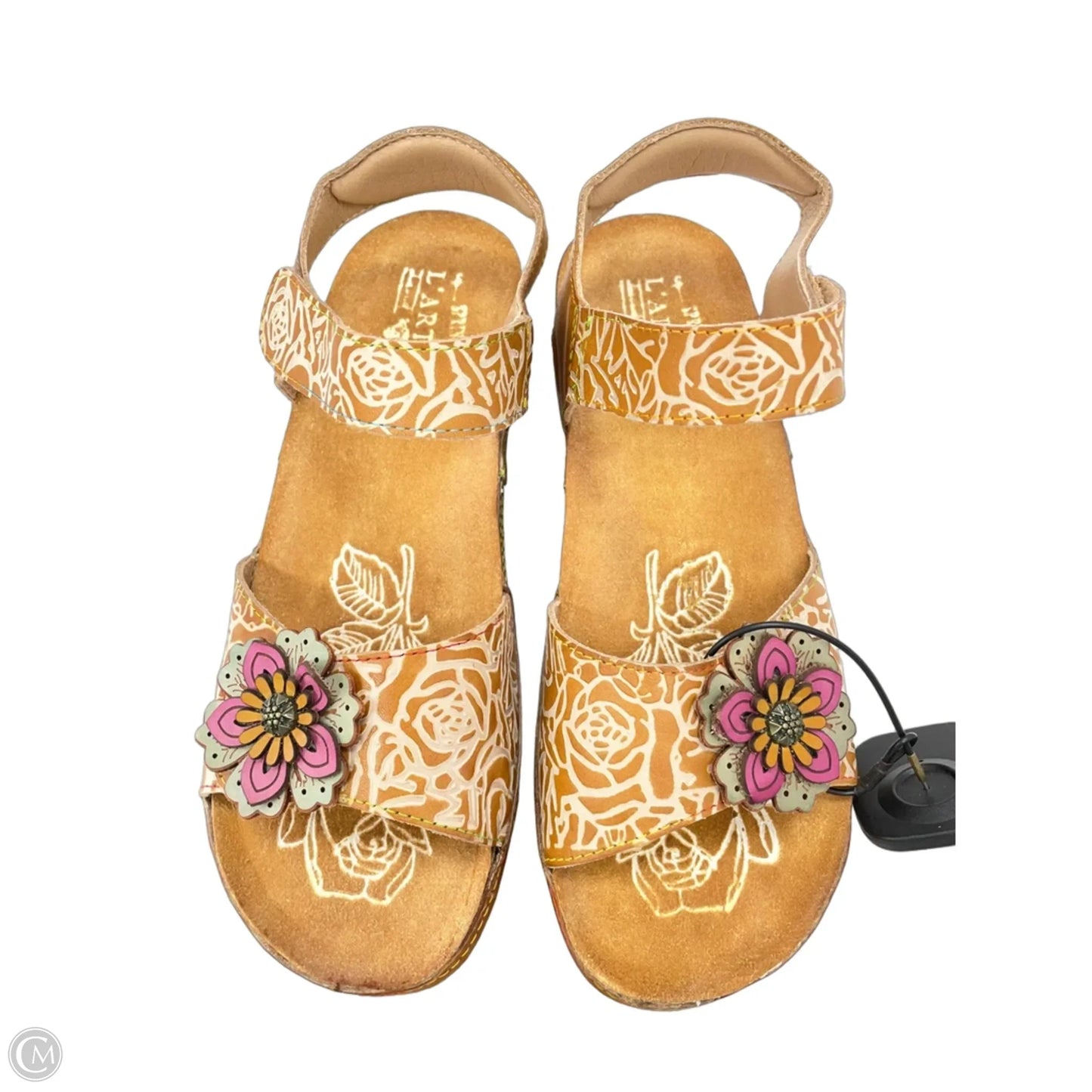 Sandals Heels Wedge By Spring Step In Floral Print, Size: 8.5