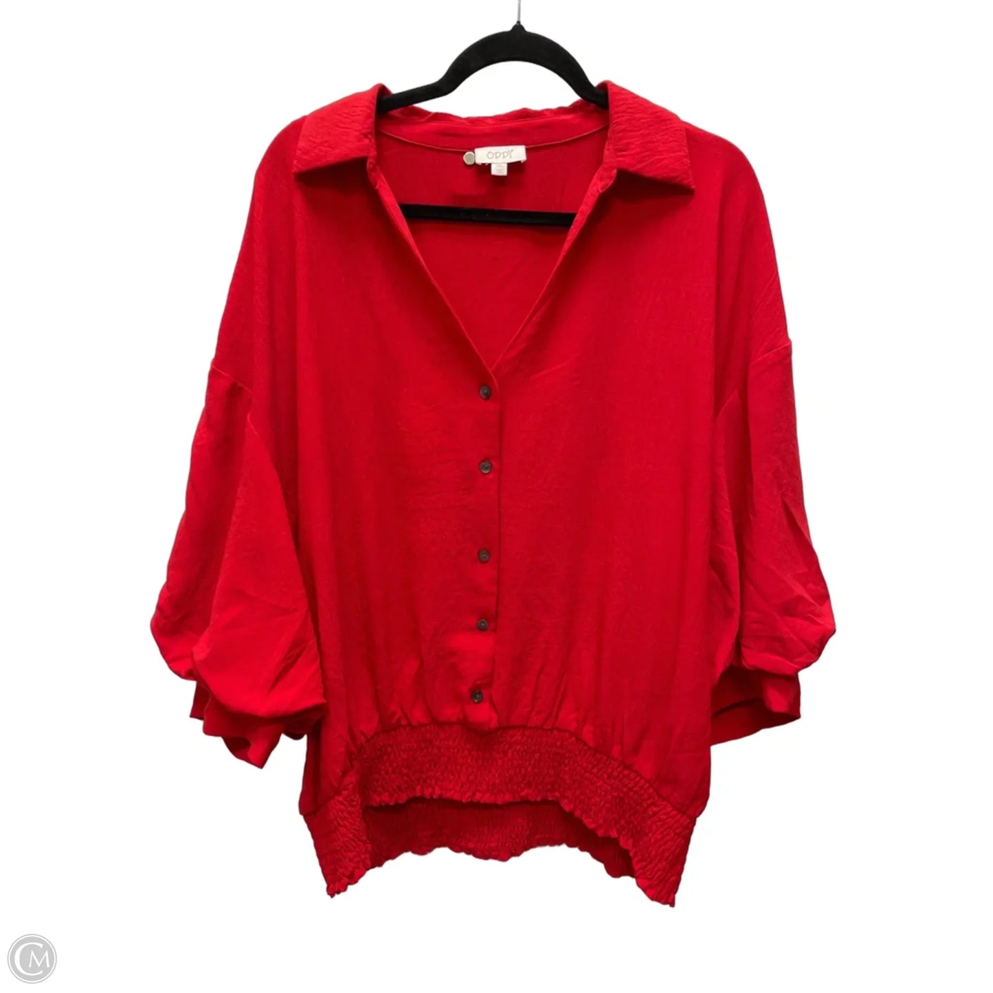 Blouse Short Sleeve By Oddi In Red, Size: 2x