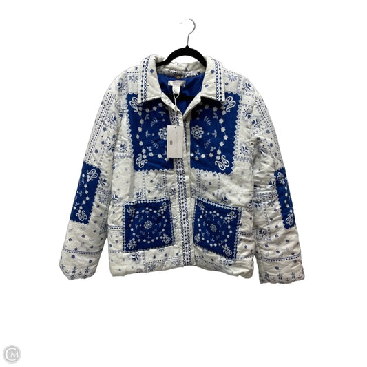 Jacket Puffer & Quilted By caroline constas In Blue & Cream, Size: L