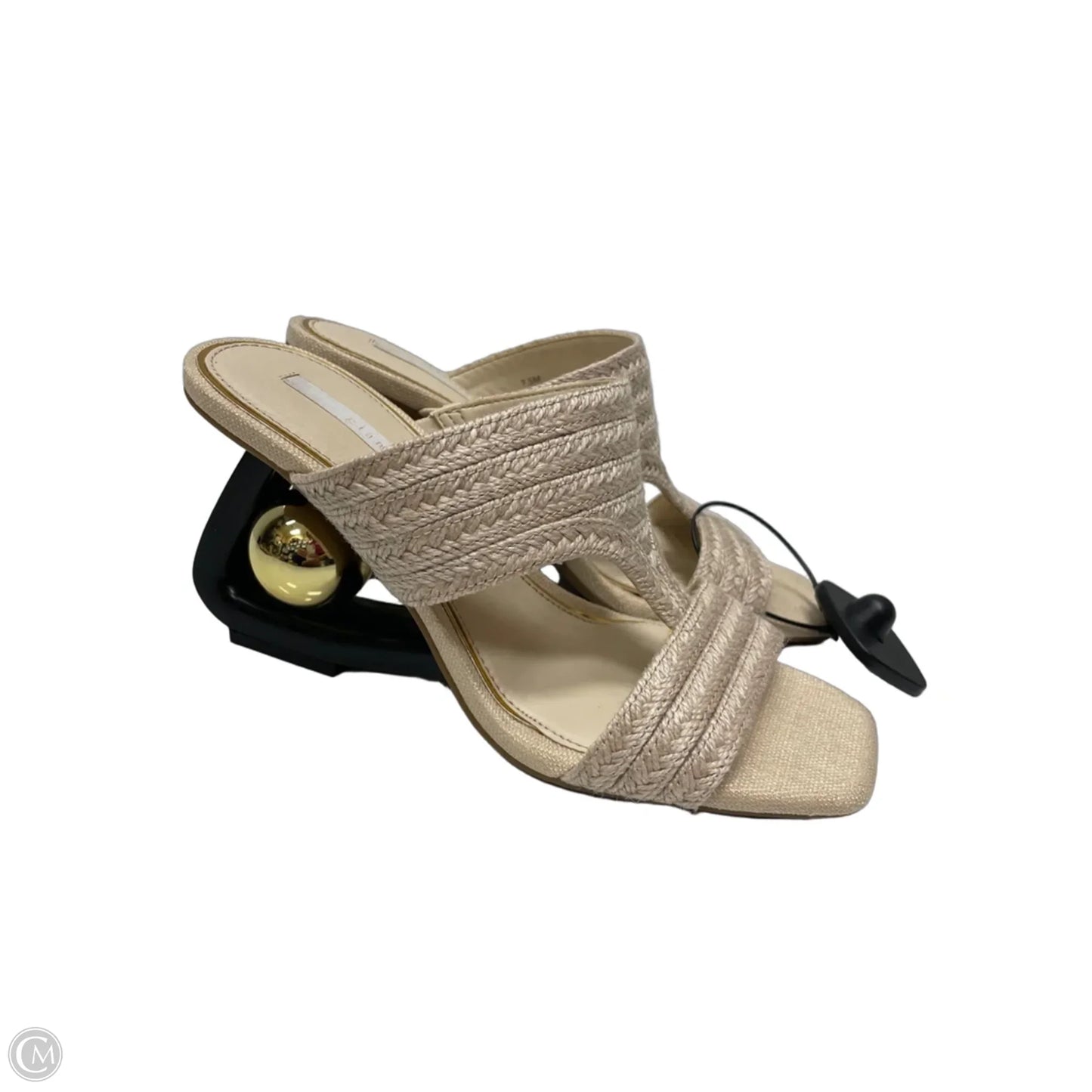 Sandals Heels Block By Gianni Bini In Black & Tan, Size: 7.5