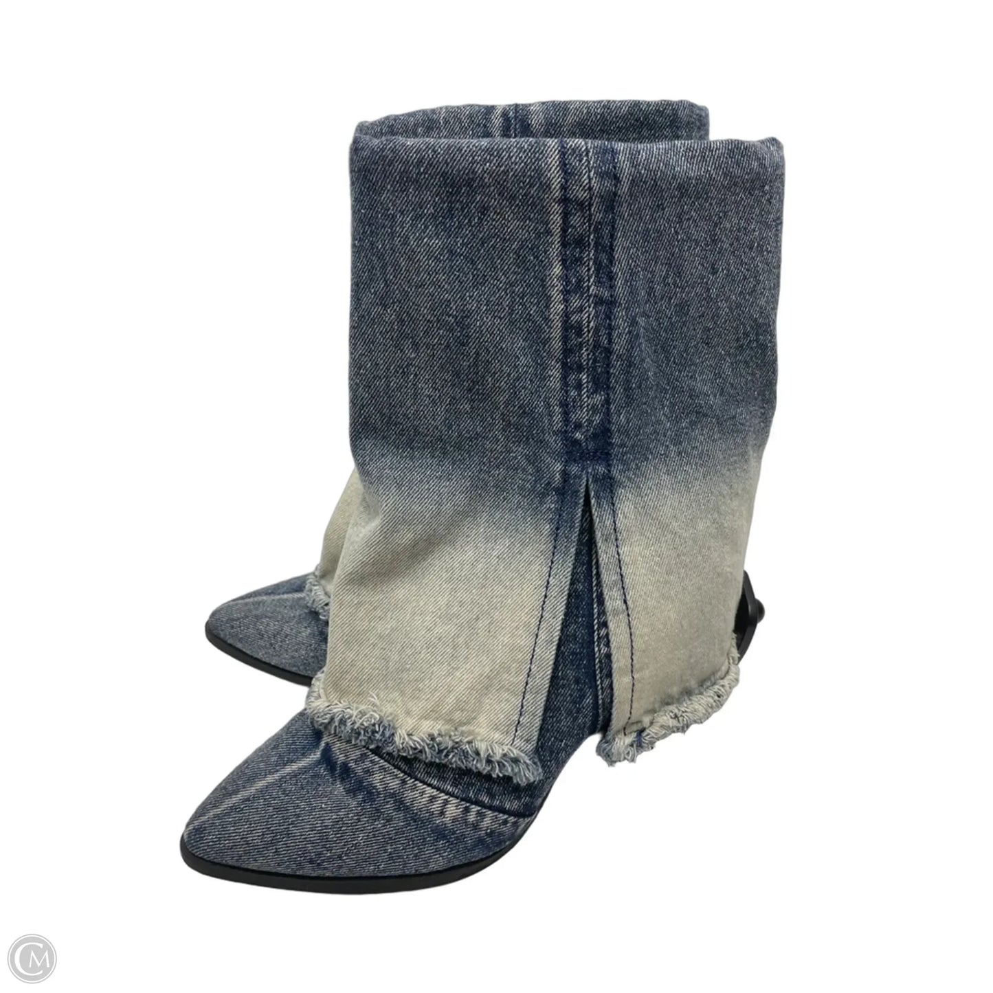 Boots Mid-calf Heels By Wild Fable In Blue Denim, Size: 9