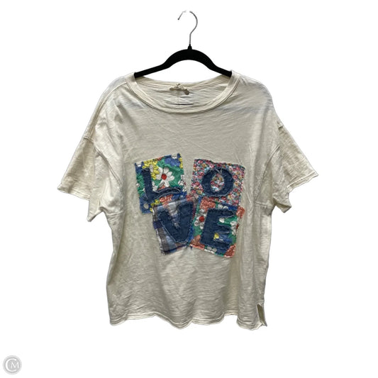 Top Short Sleeve By Easel In Cream, Size: S