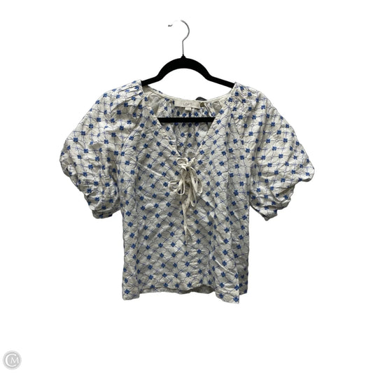 Top Short Sleeve By Loft In Blue & Tan, Size: Xs