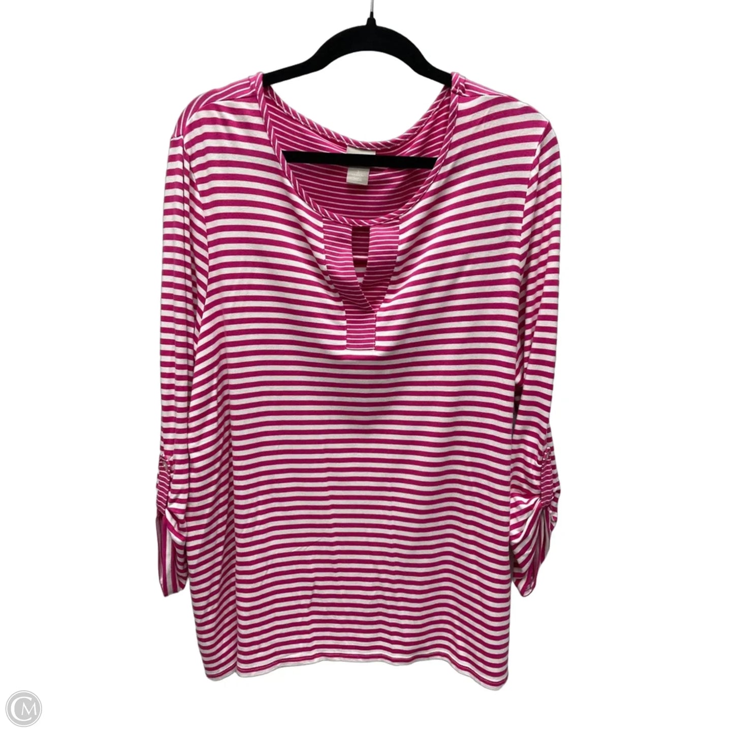 Top Long Sleeve By Chicos In Striped Pattern, Size: Xl