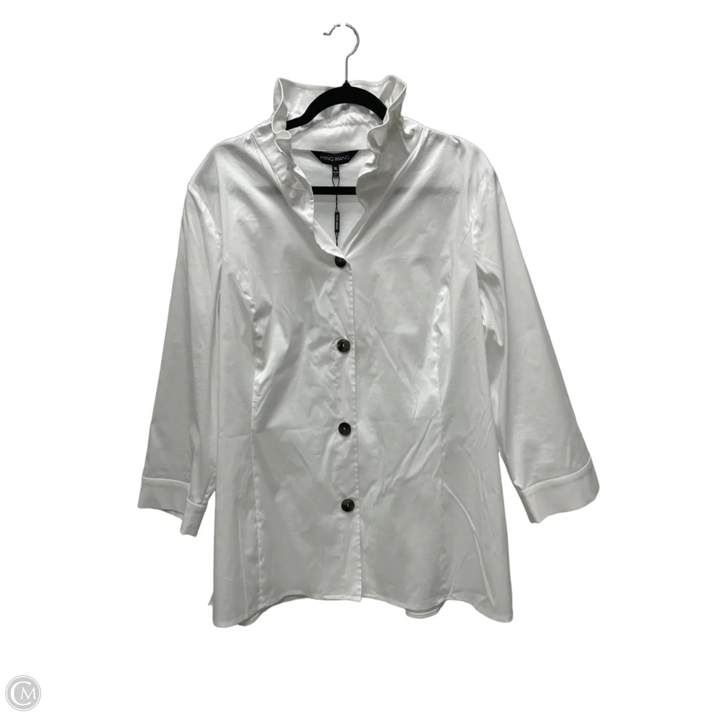 Blouse Long Sleeve By Ming Wang In White, Size: Xl