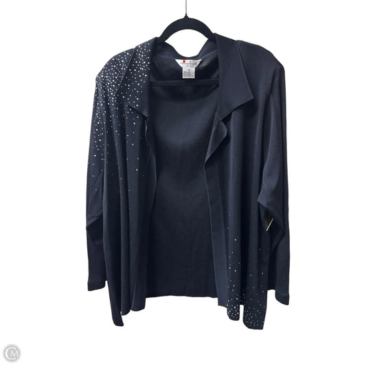 Sweater Cardigan By Ming Wang In Black & Silver, Size: 3x