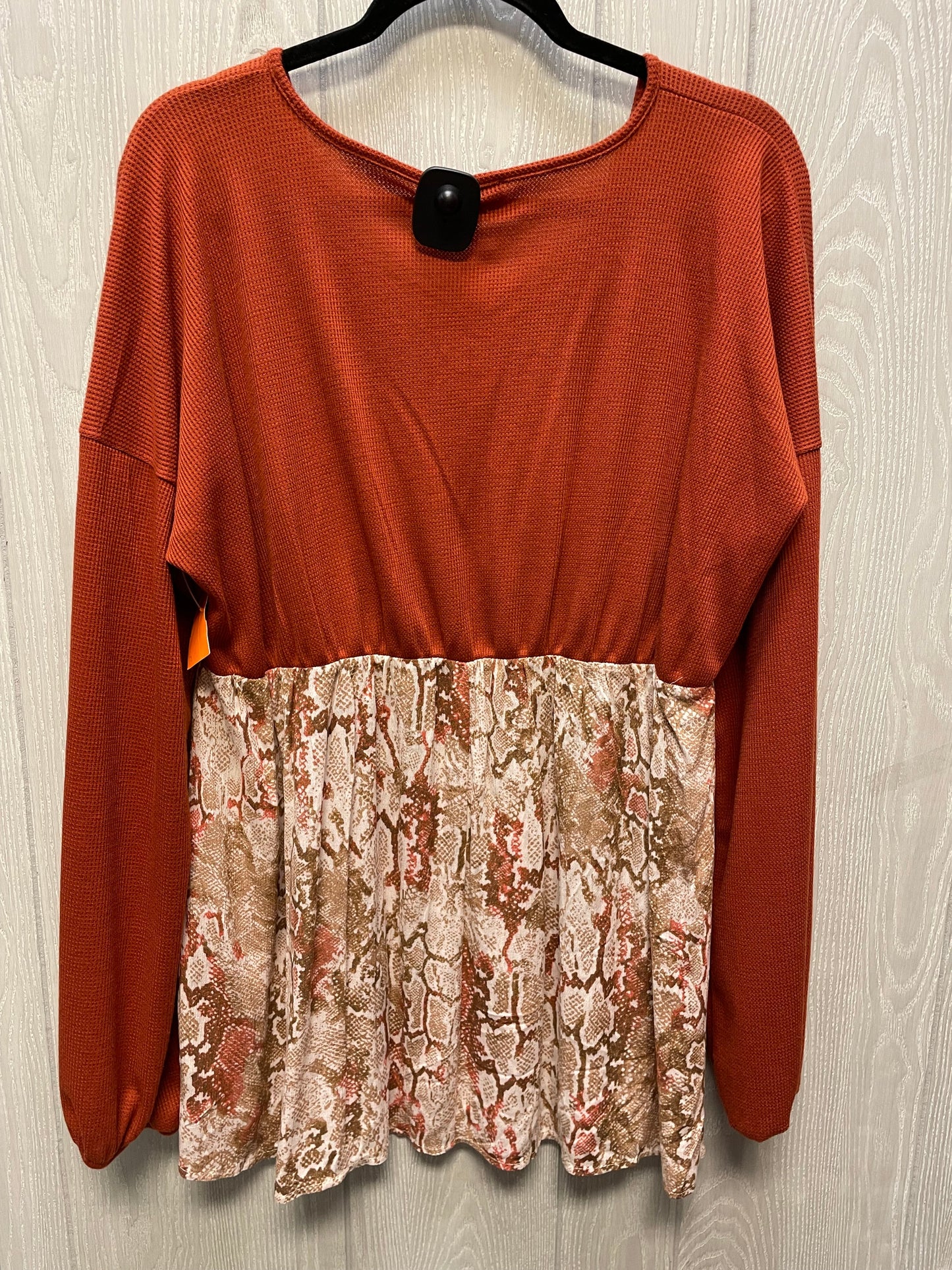 Top Long Sleeve By Heimish Usa In Terracotta, Size: L