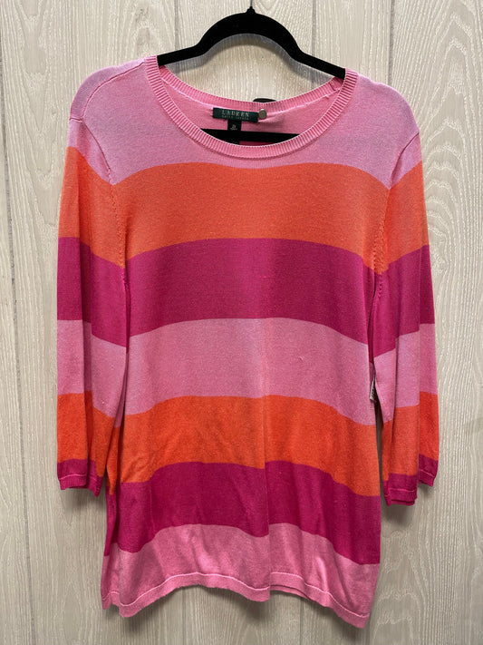 Sweater By Lauren By Ralph Lauren In Striped Pattern, Size: 2x