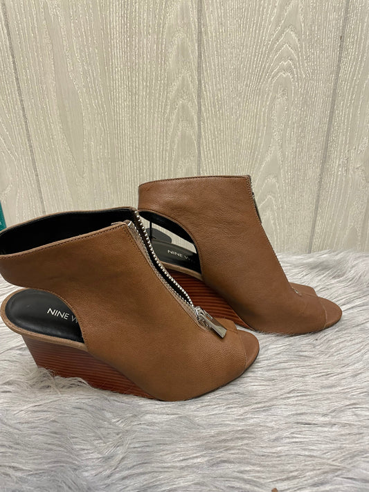 Brown Shoes Heels Wedge Nine West, Size 9