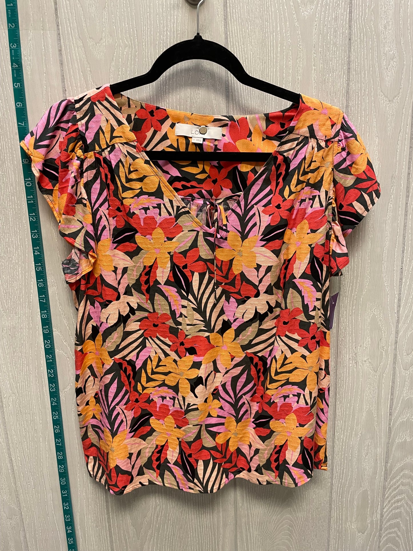 Floral Print Top Short Sleeve Loft, Size S