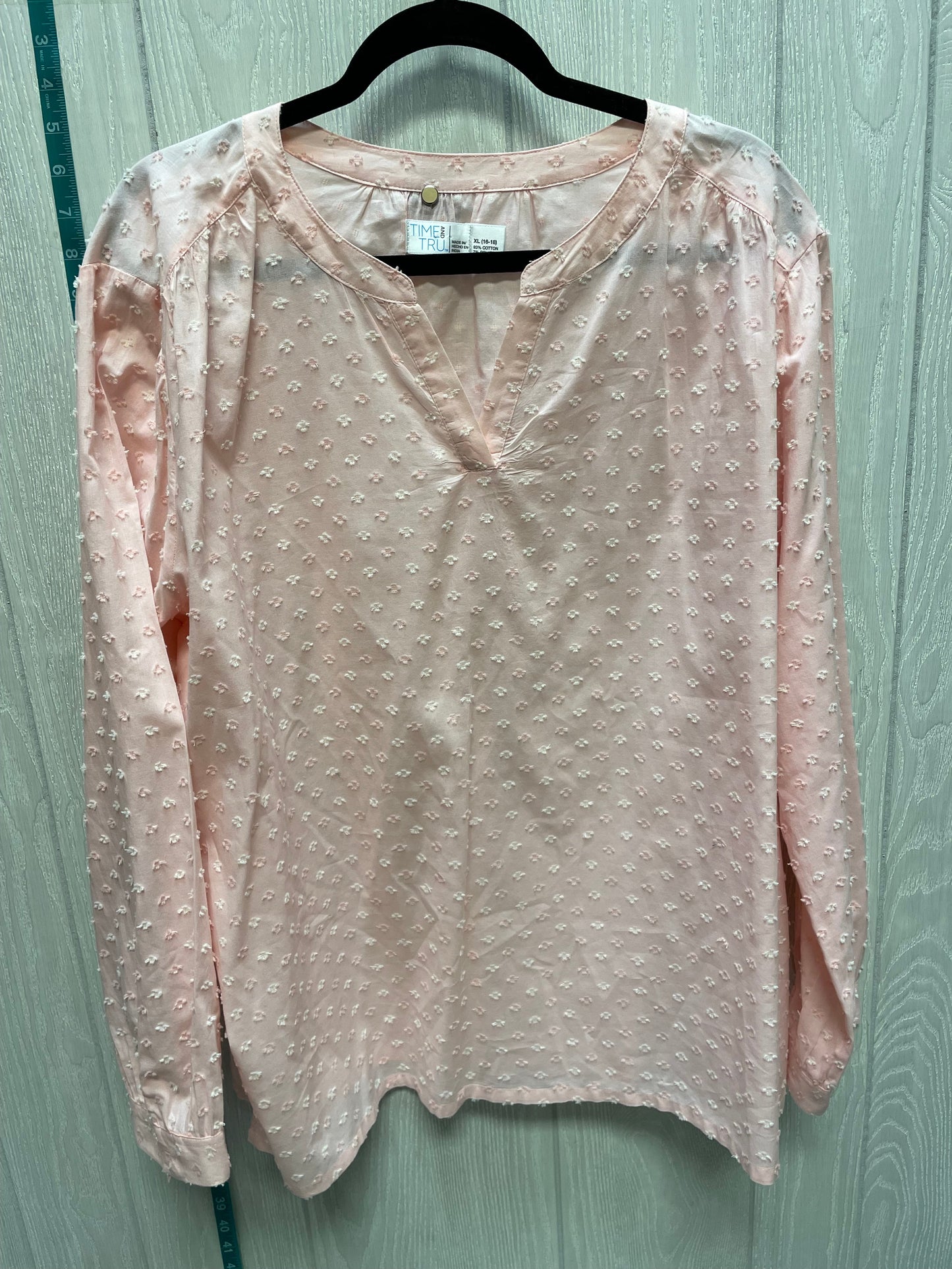 Peach Top Long Sleeve Time And Tru, Size Xl