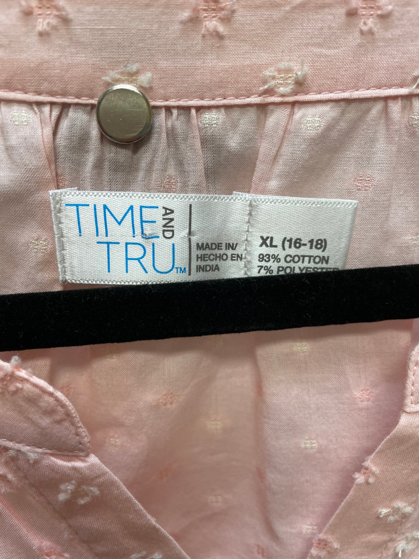 Peach Top Long Sleeve Time And Tru, Size Xl