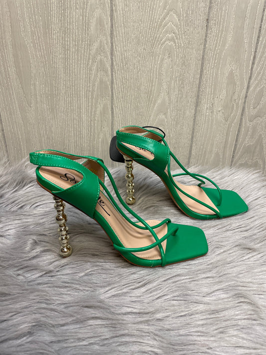 Gold & Green Sandals Heels Stiletto So Me, Size 10