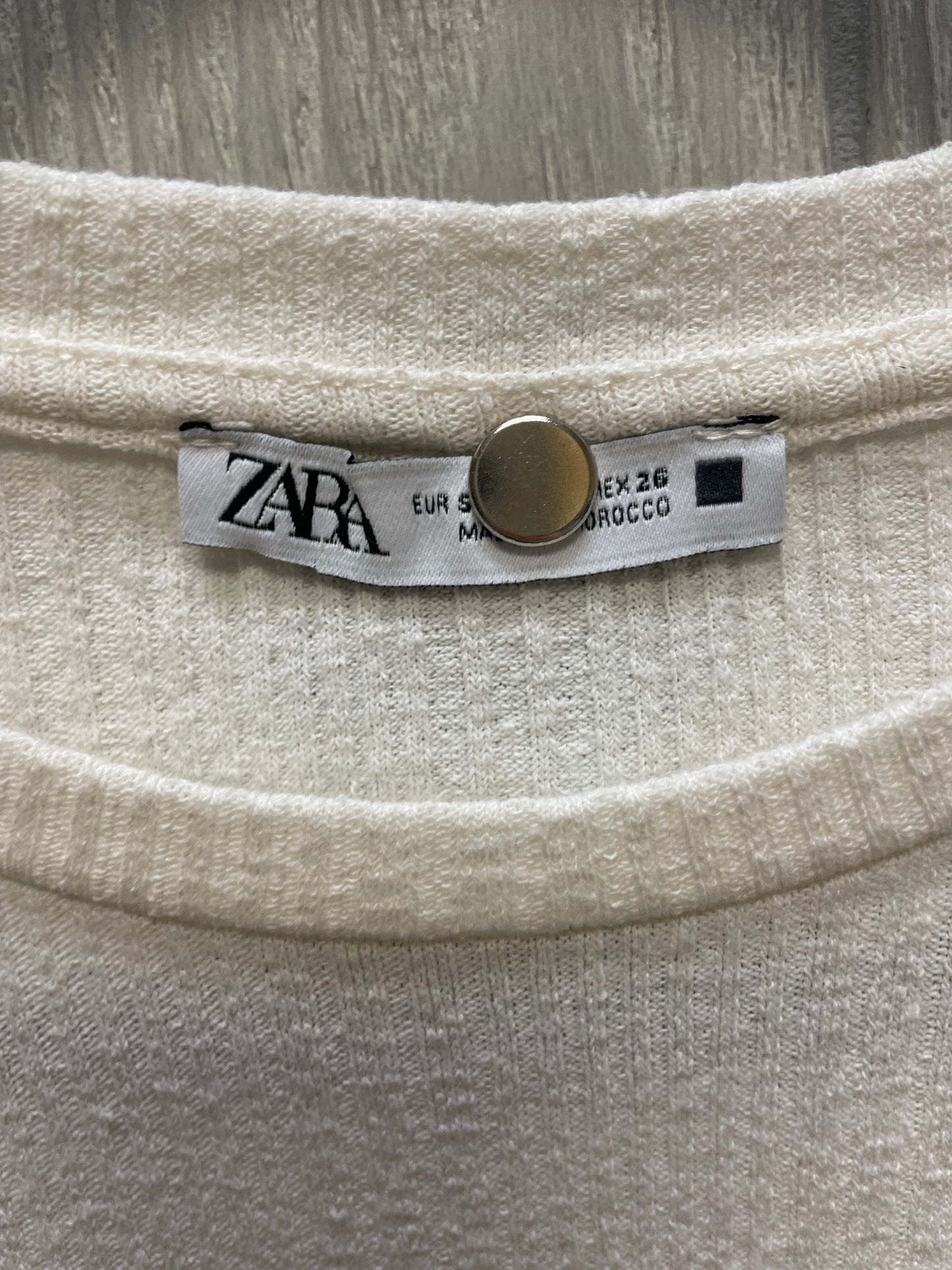 Cream Top Short Sleeve Zara, Size S