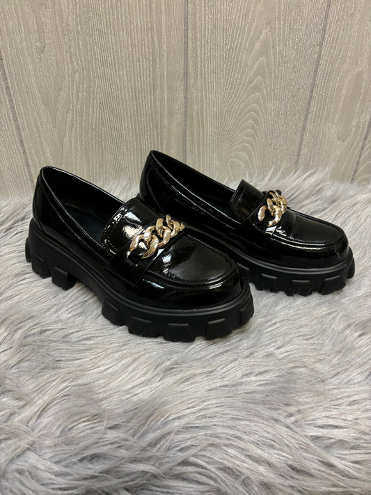 Black & Gold Shoes Heels Platform Bamboo, Size 8