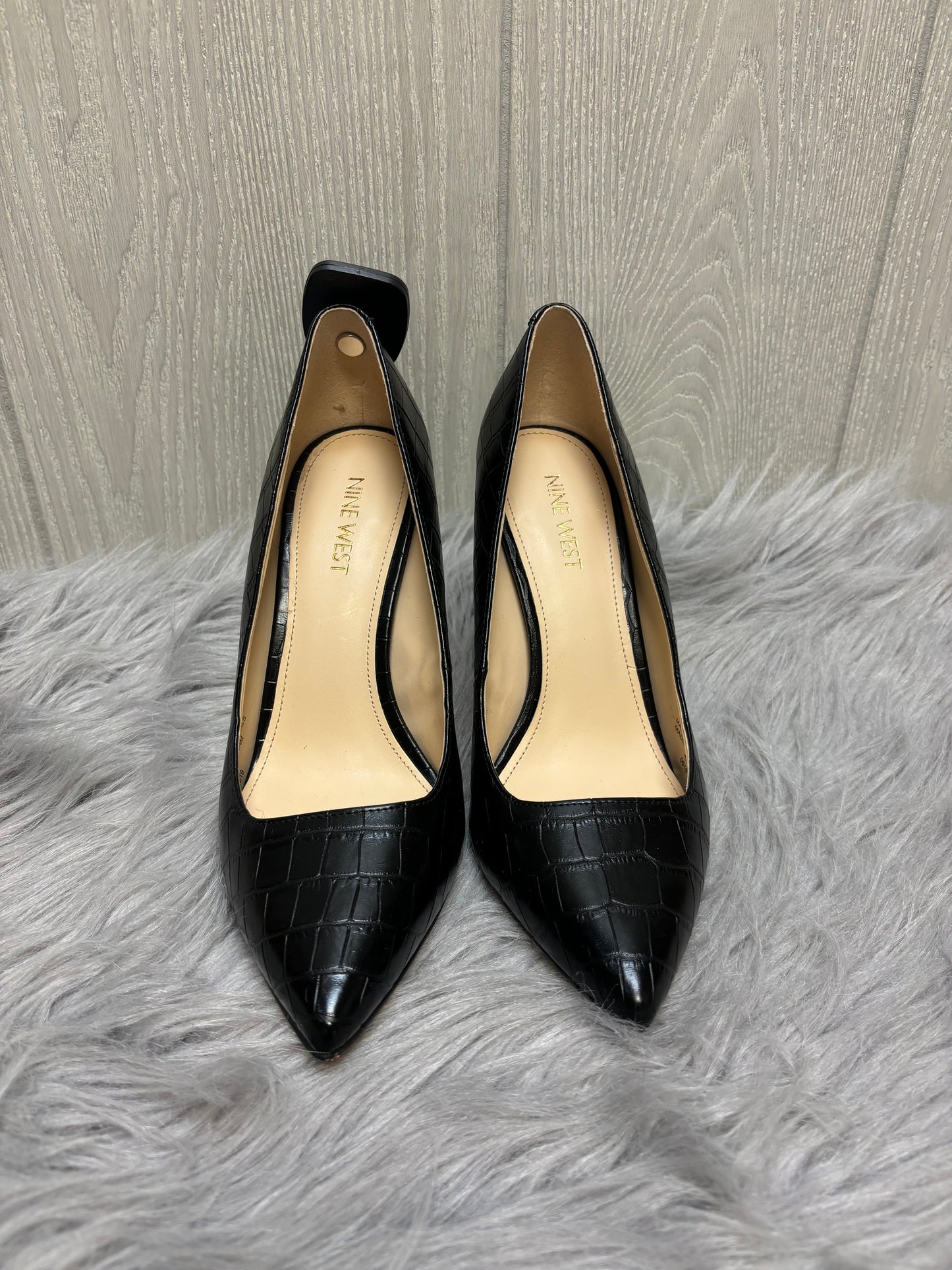 Black Shoes Heels Stiletto Nine West, Size 7.5