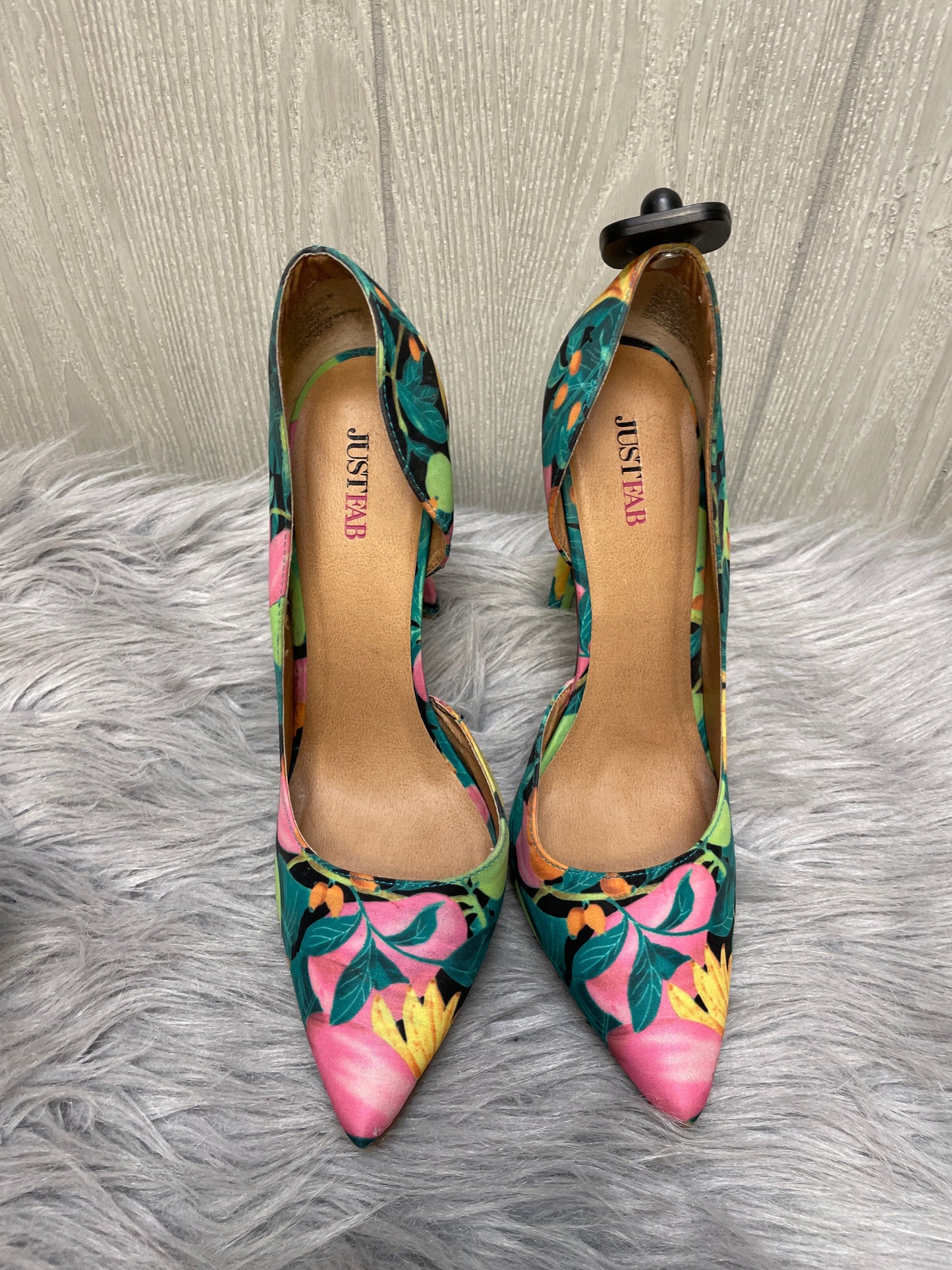 Tropical Print Shoes Heels Stiletto Just Fab, Size 8.5