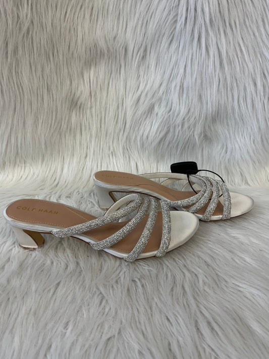 Silver & White Sandals Heels Kitten Cole-haan, Size 10