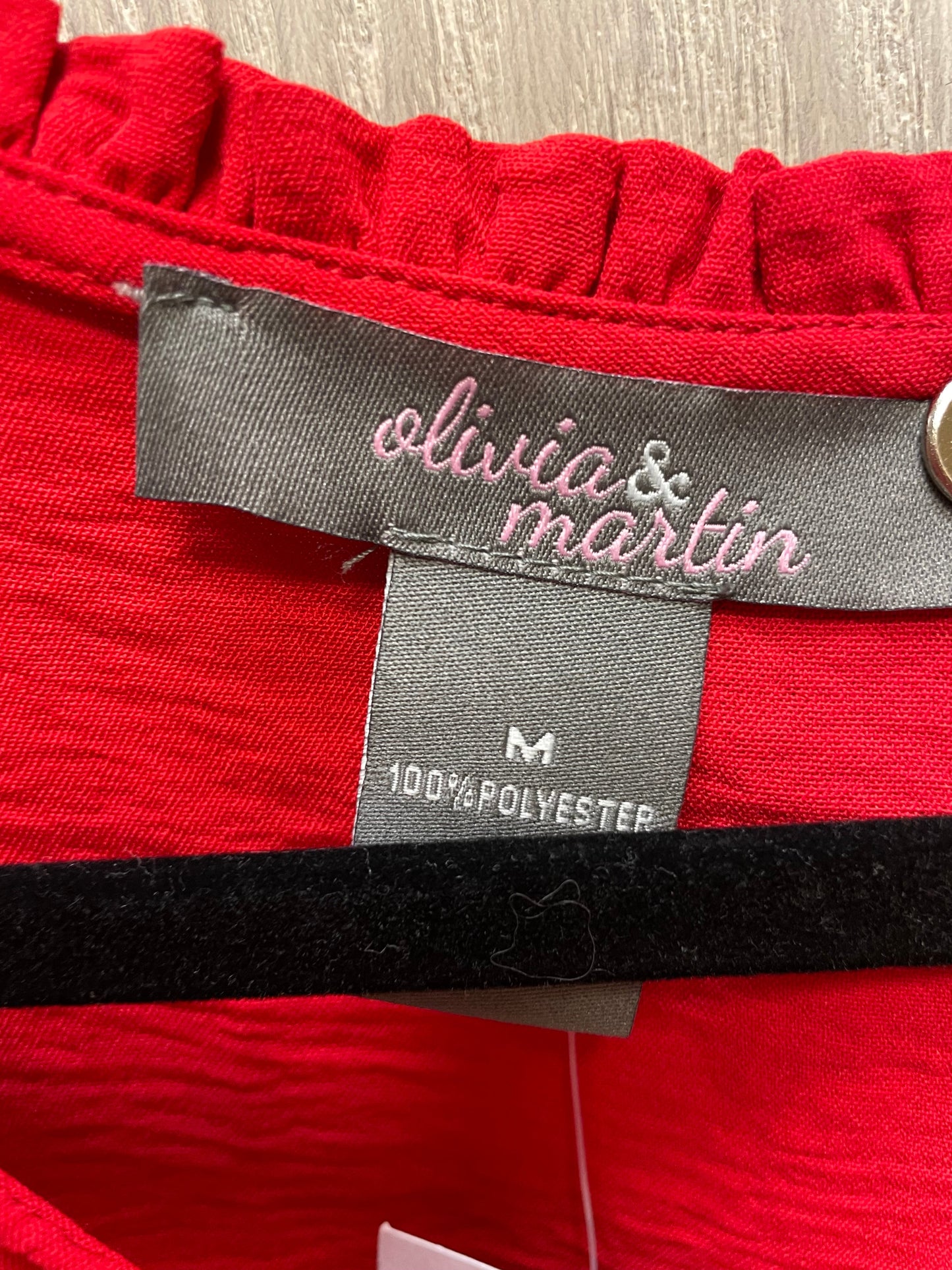 Red Blouse Short Sleeve Olivia Matthews, Size M