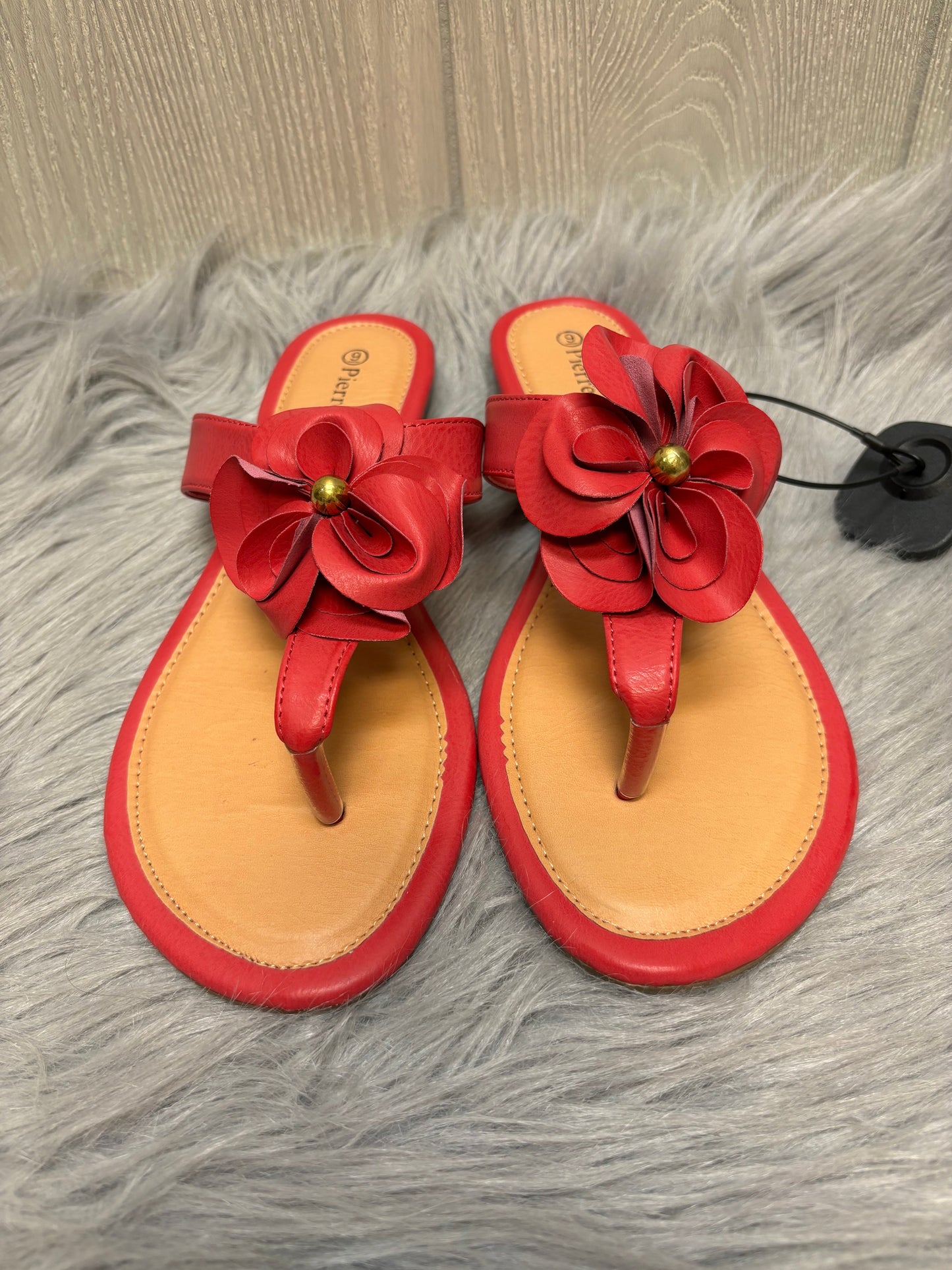 Pink & Tan Sandals Flats Pierre Dumas, Size 9