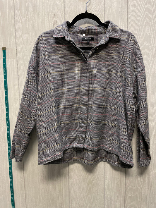 Top Long Sleeve By Madewell In Plaid Pattern, Size: S