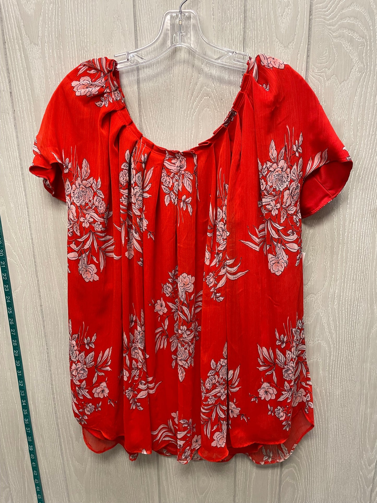 Blouse Short Sleeve By Lc Lauren Conrad In Red & White, Size: 3x