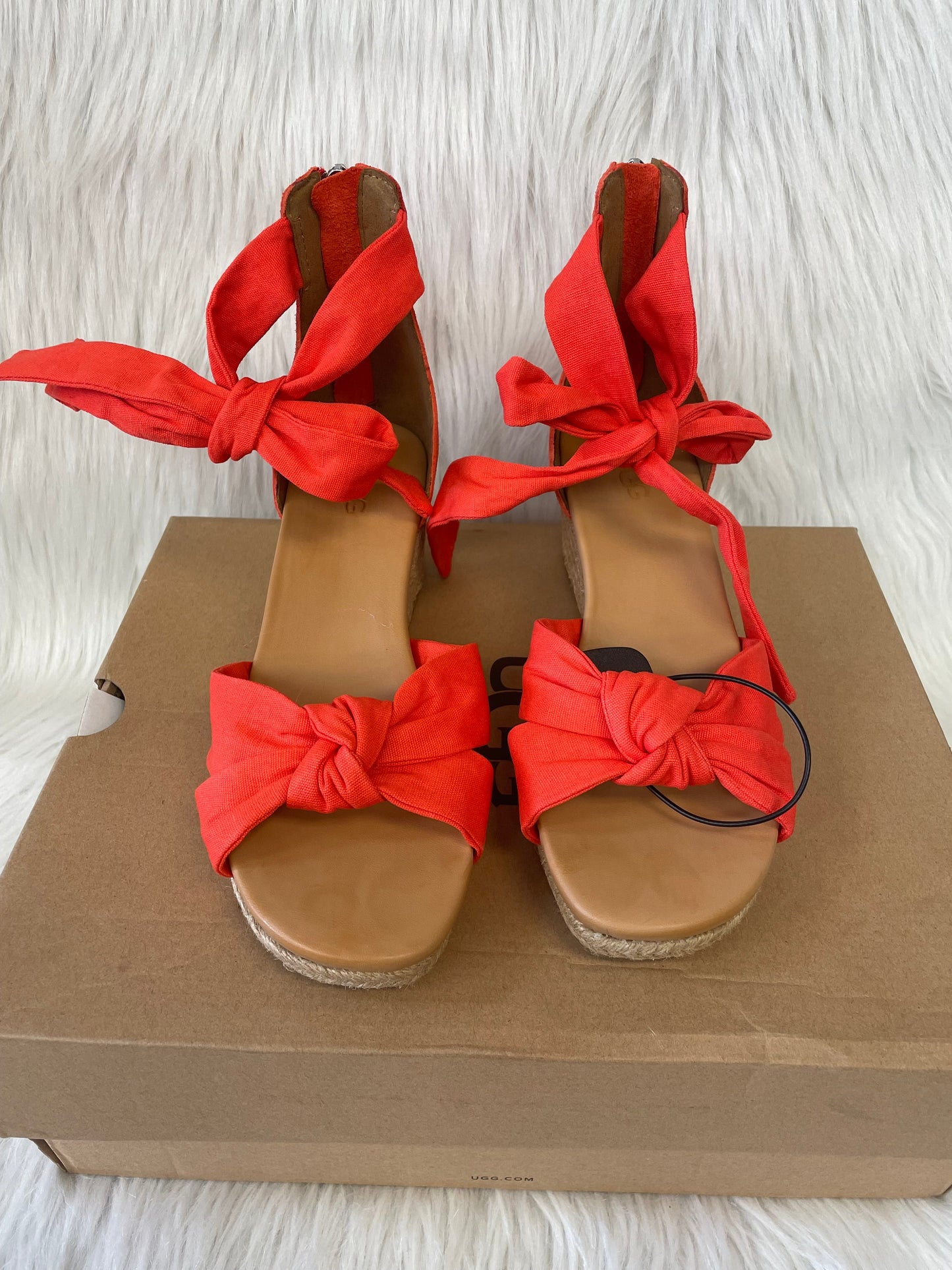 Sandals Heels Wedge By Ugg In Orange & Tan, Size: 7